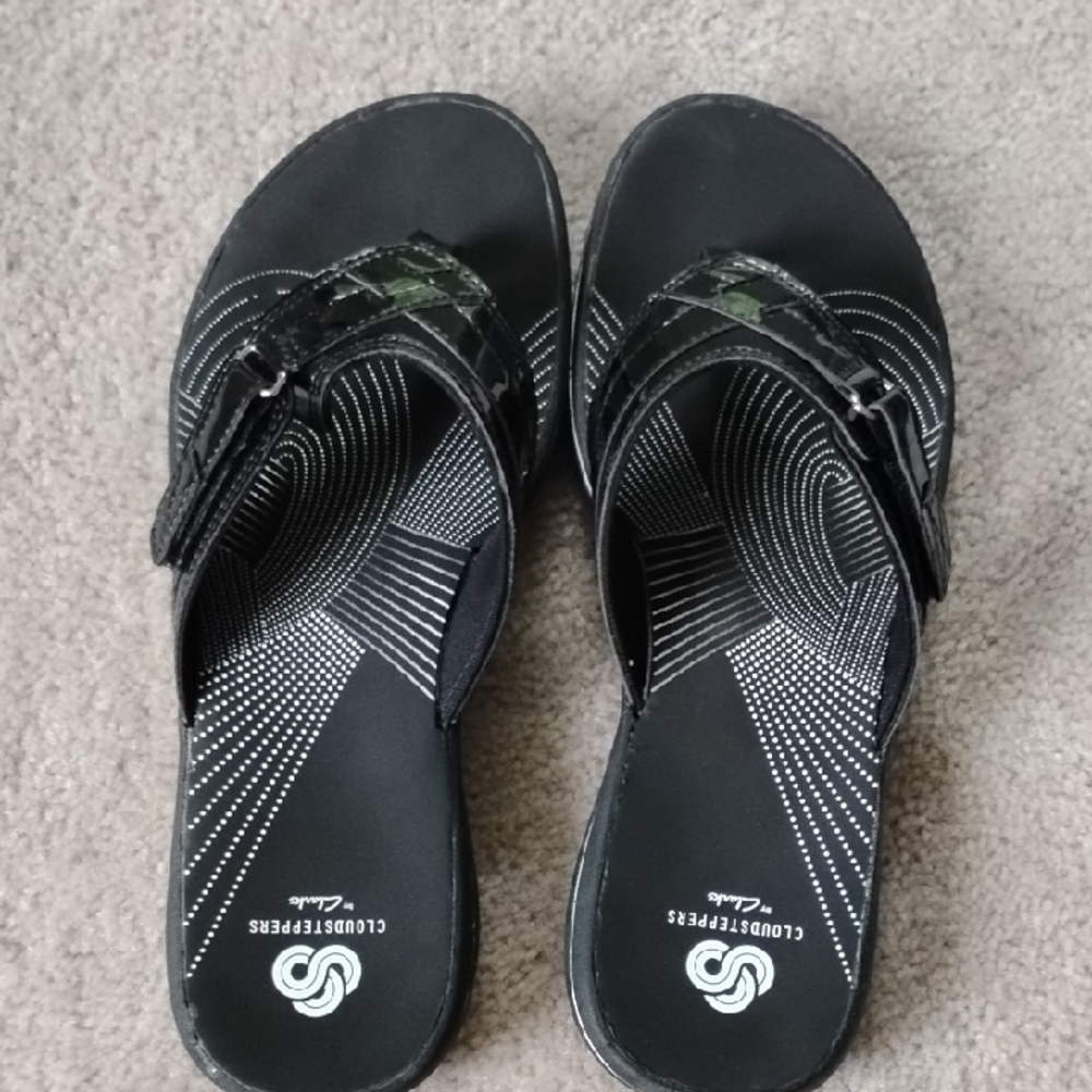 Cloudsteppers by Clarks Black Sport Sandals with Adjustable Straps